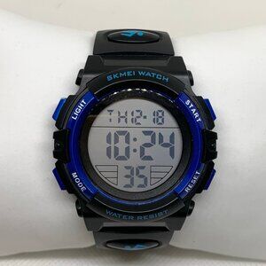 SKMEI men digital watch 43mm round case multifunction black blue tone running